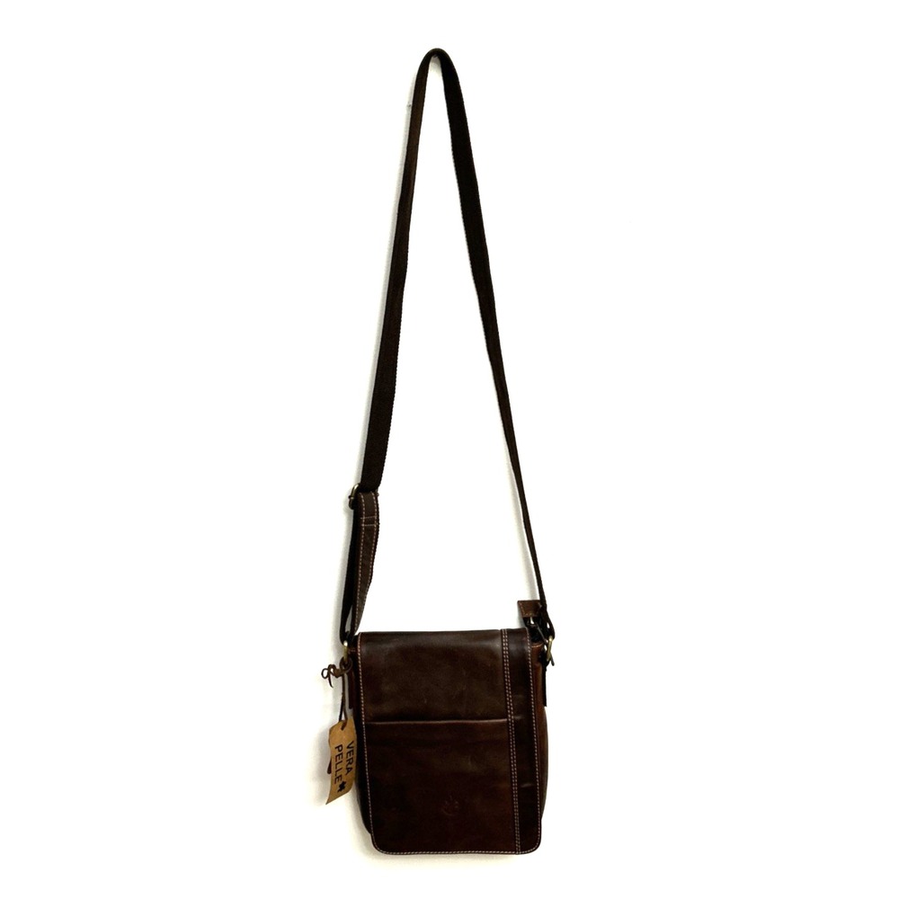 Vera Pelle Leather Crossbody Brown Messenger Bag Florence Italy